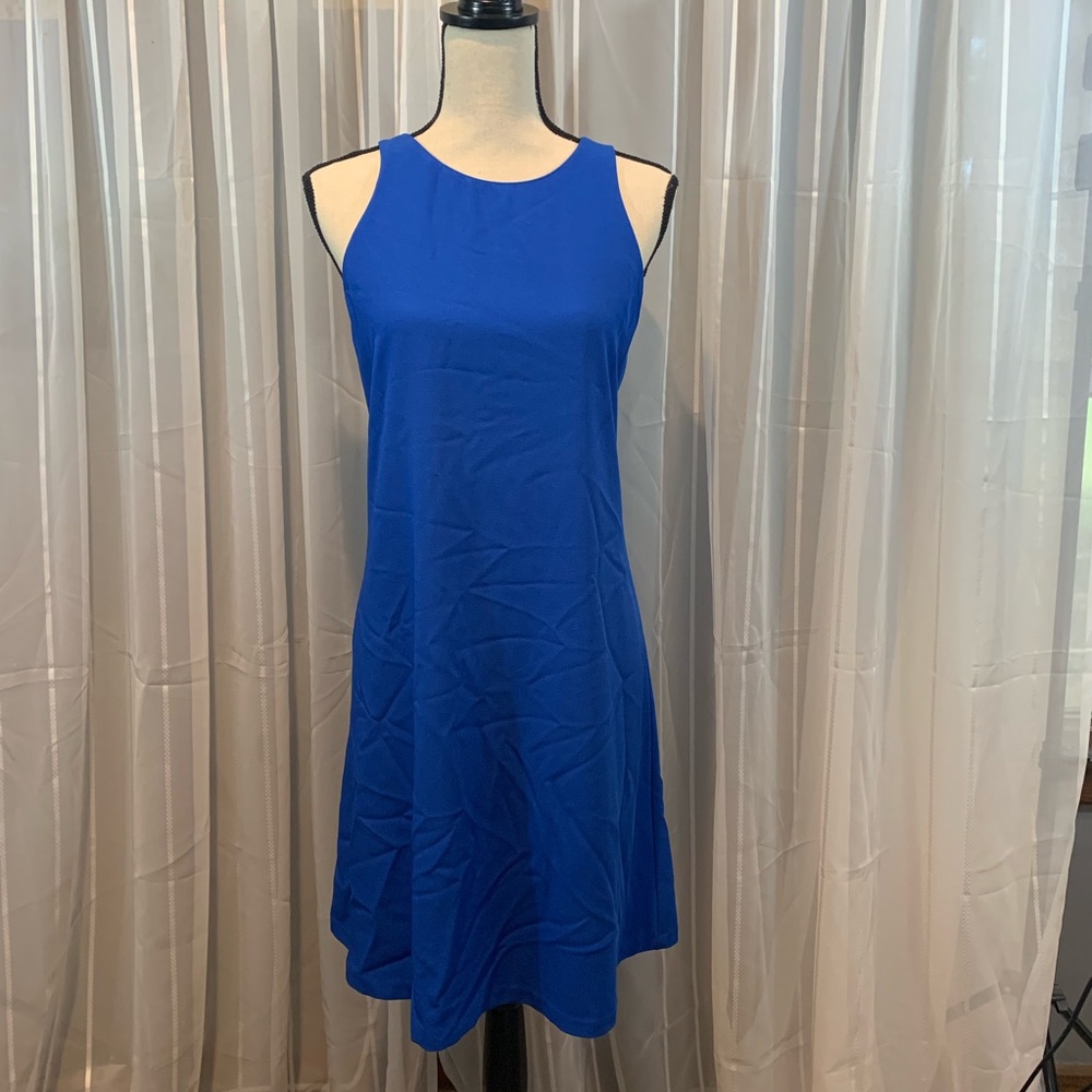 Blue sleeveless dress. Fully lined.  EUC.  Size 14
